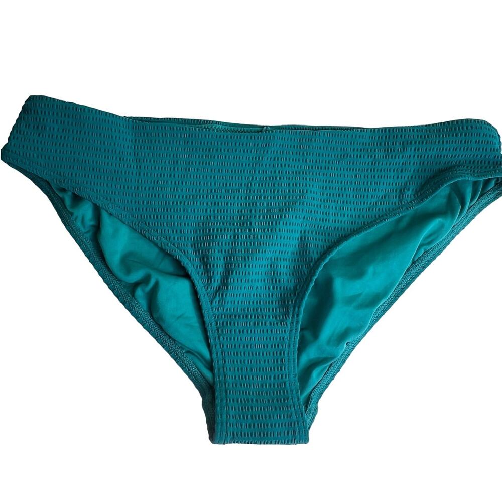 Sea Level Messina Bikini Bottom Vermont Teal Green Sz 10 Textured Mid Rise